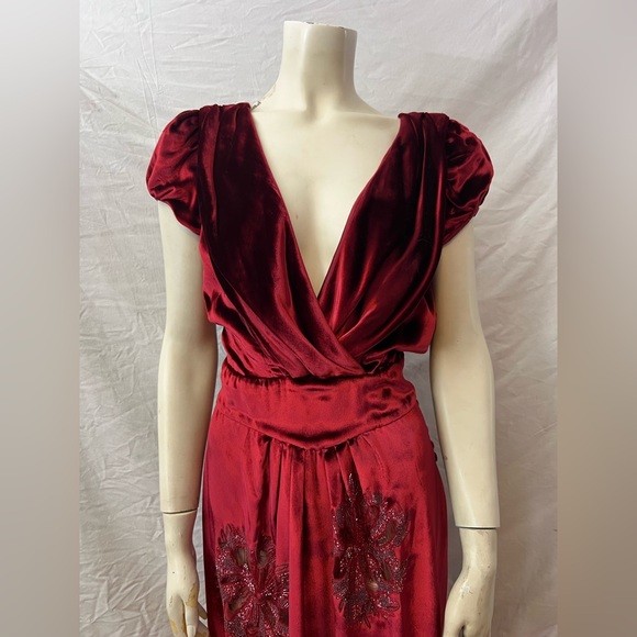 NWT! $6425 1 of a kind! John Galliano silk red velvet cutout embroidered beaded - Picture 6 of 17